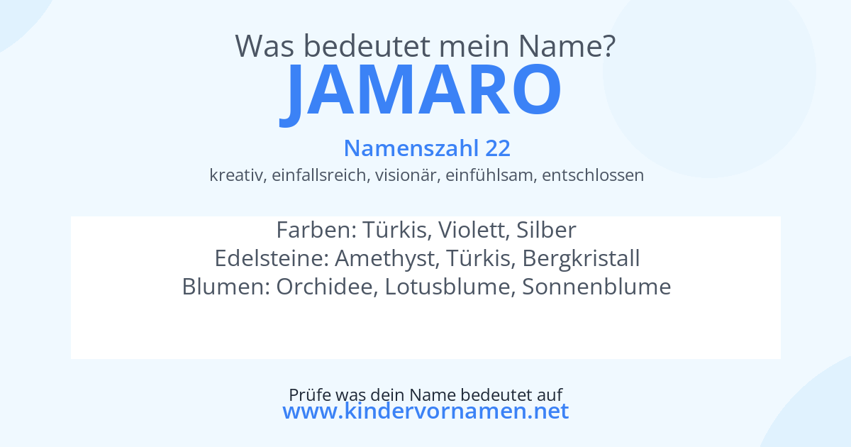 Was bedeutet der Name Jamaro?