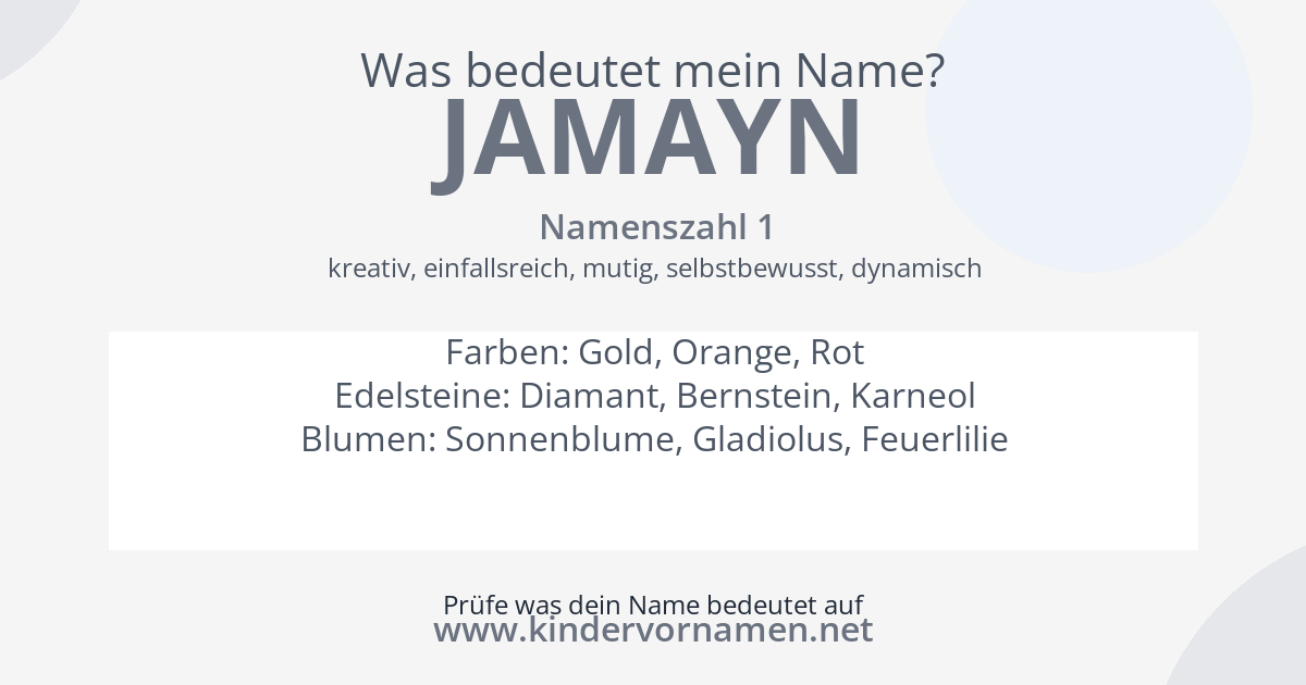 Was bedeutet der Name Jamayn?