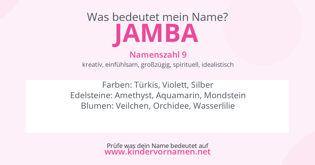 Was bedeutet der Name Jamba?