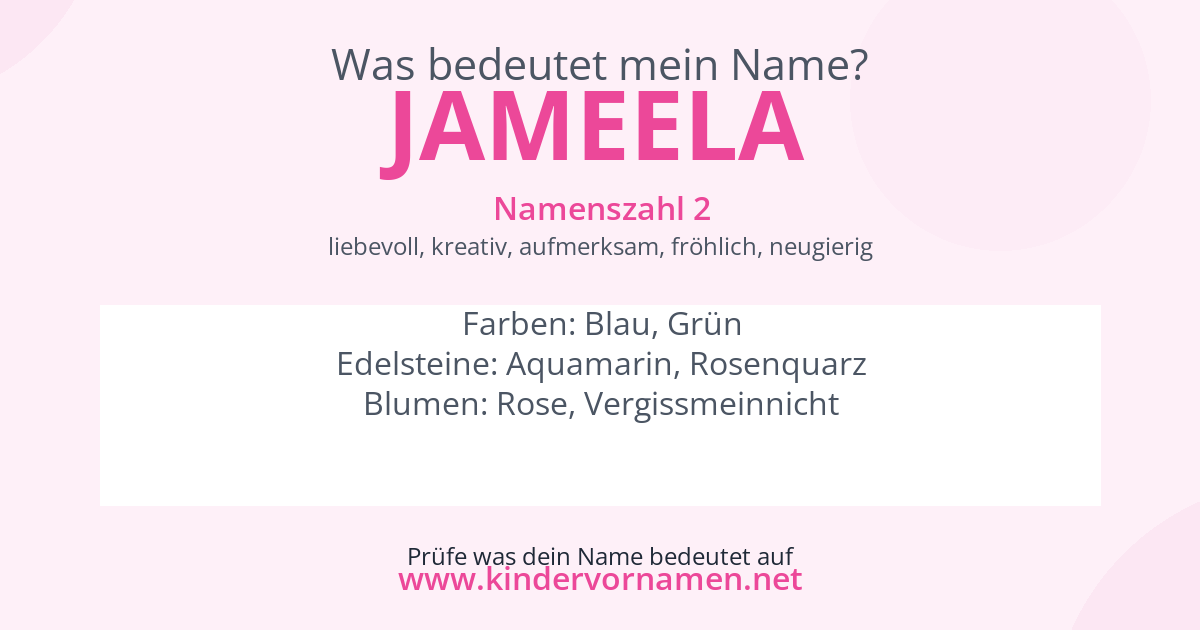 Was bedeutet der Name Jameela?