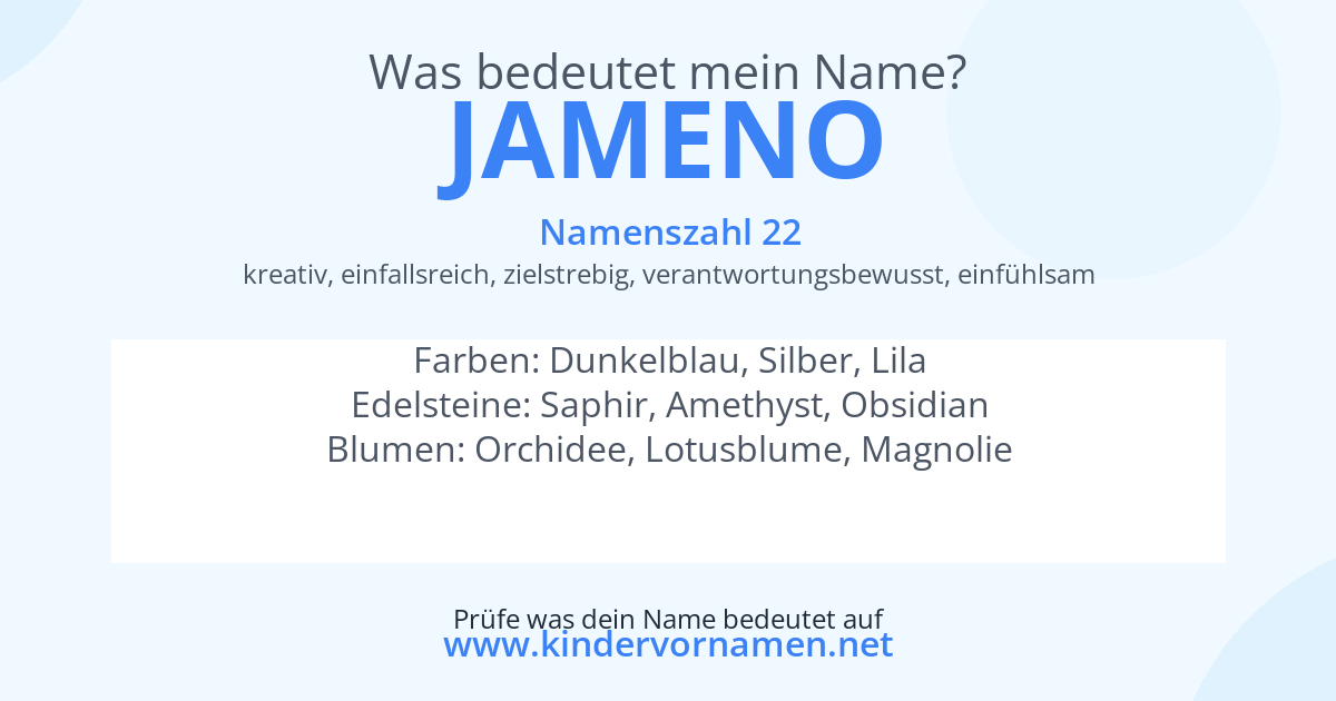 Was bedeutet der Name Jameno?