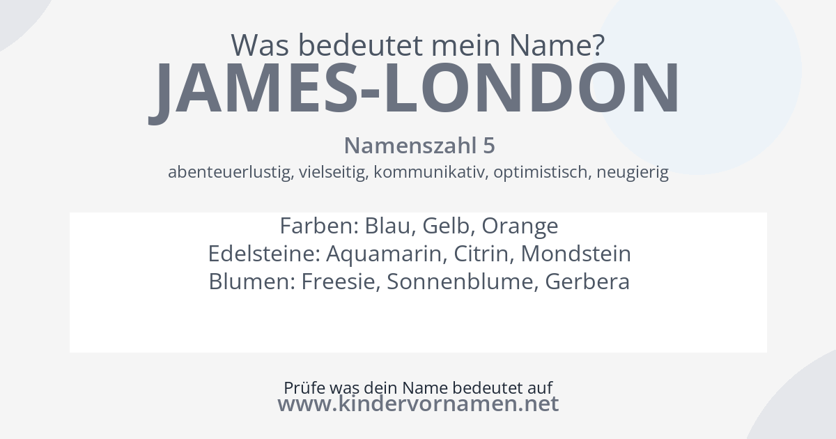 Was bedeutet der Name James-London?
