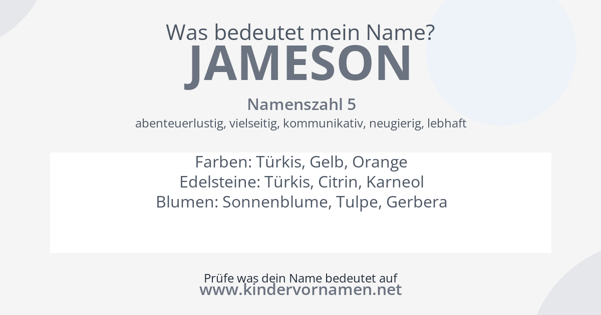 Was bedeutet der Name Jameson?