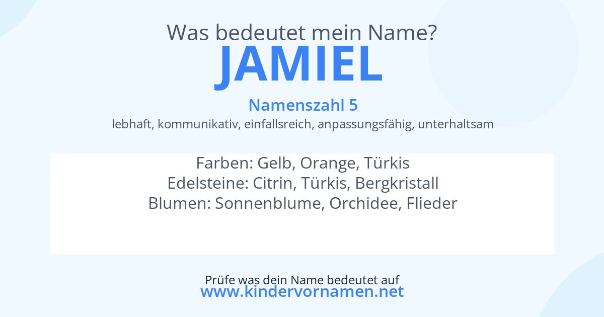 Was bedeutet der Name Jamiel?