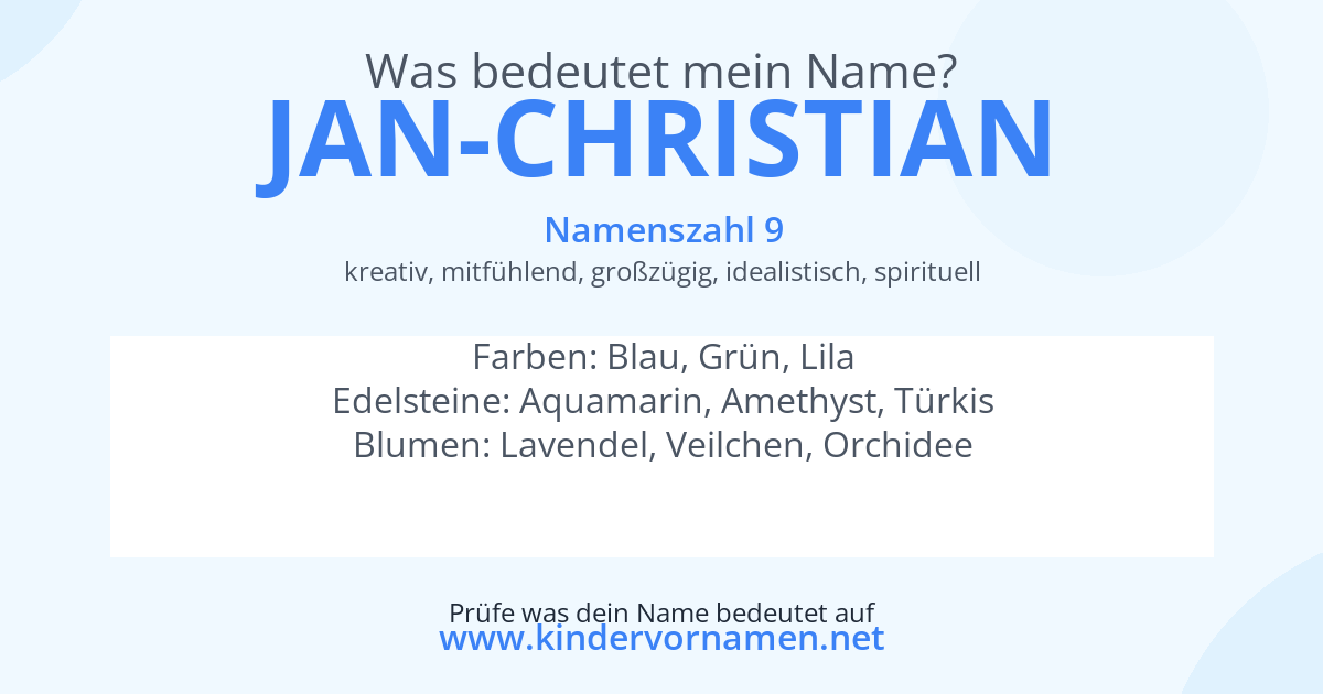 Was bedeutet der Name Jan-Christian?