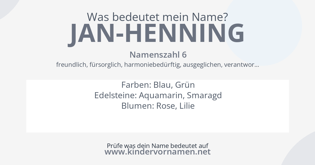 Was bedeutet der Name Jan-Henning?