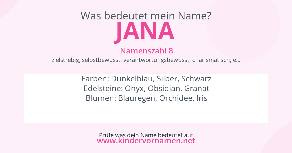 Was bedeutet der Name Jana?