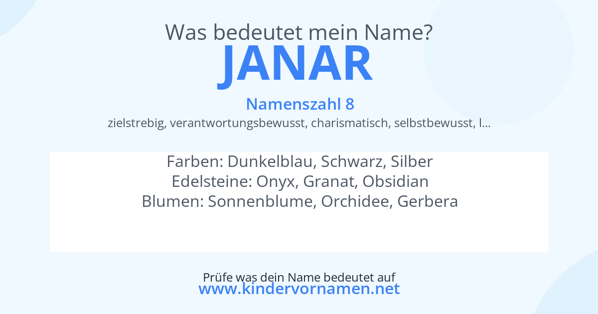 Was bedeutet der Name Janar?