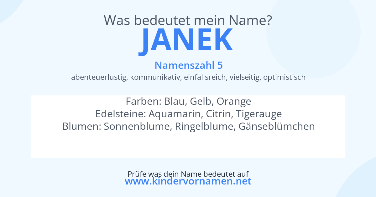 Was bedeutet der Name Janek?