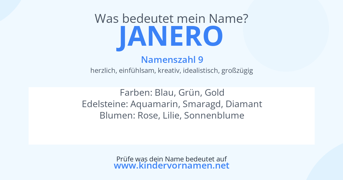 Was bedeutet der Name Janero?