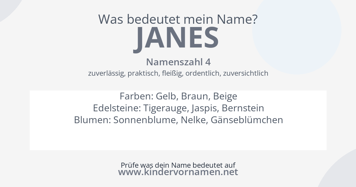 Was bedeutet der Name Janes?