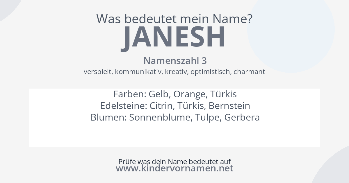 Was bedeutet der Name Janesh?