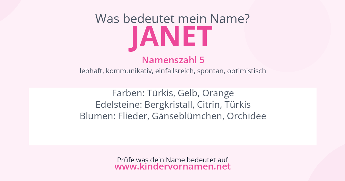 Was bedeutet der Name Janet?