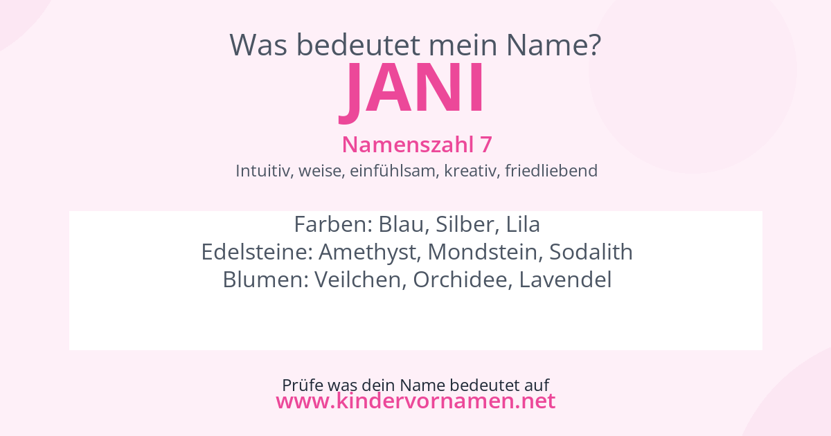 Was bedeutet der Name Jani?