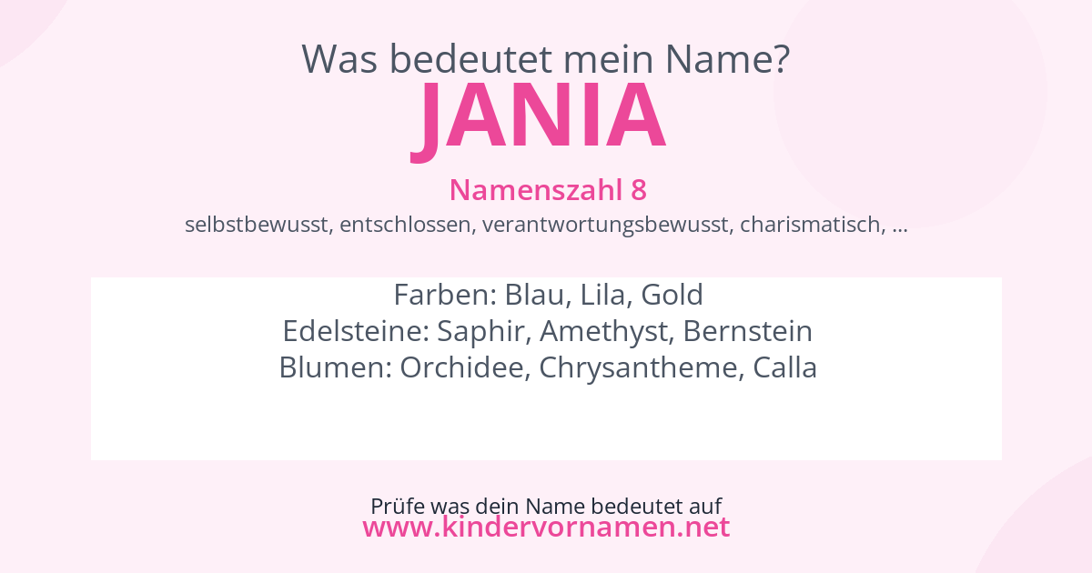 Was bedeutet der Name Jania?