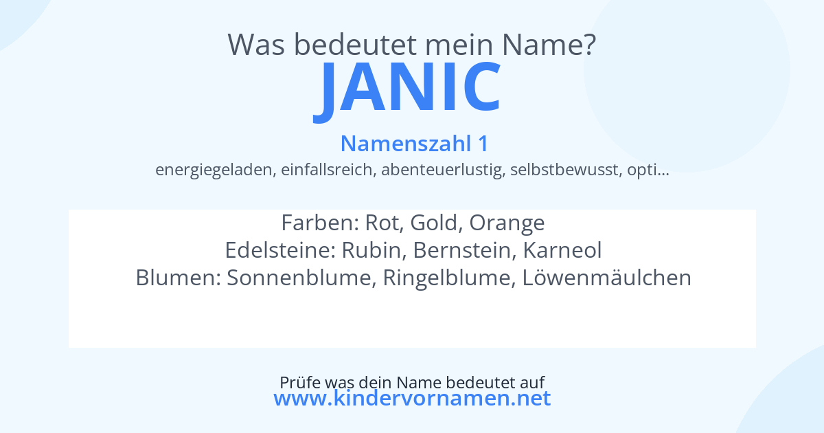 Was bedeutet der Name Janic?