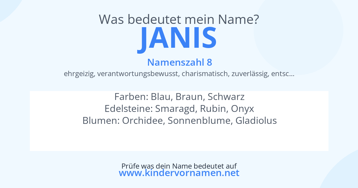Was bedeutet der Name Janis?