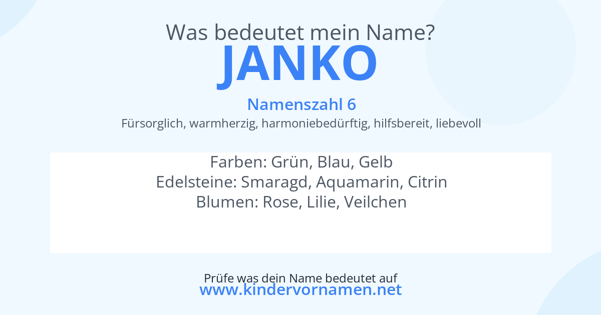 Was bedeutet der Name Janko?