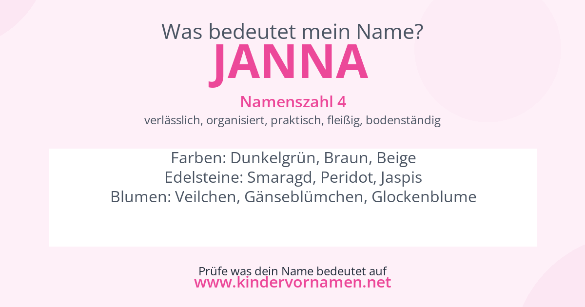 Was bedeutet der Name Janna?