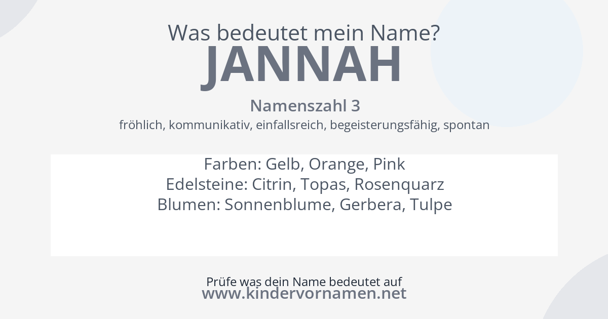 Was bedeutet der Name Jannah?
