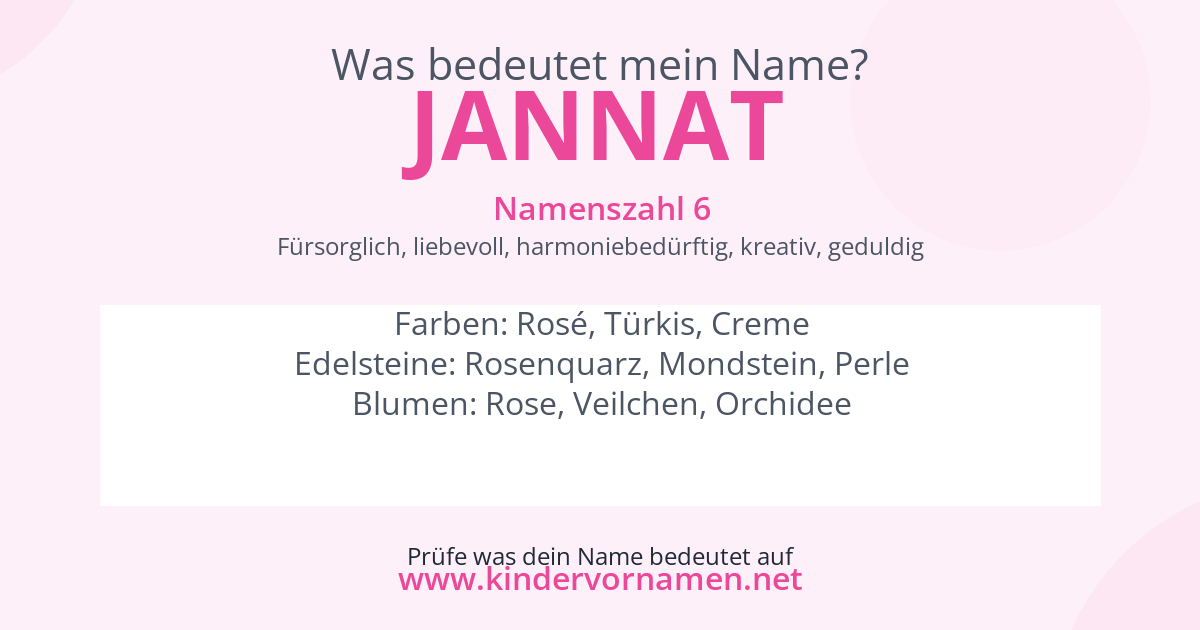 Was bedeutet der Name Jannat?