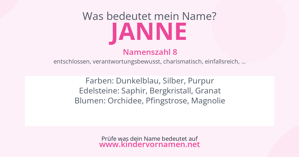 Was bedeutet der Name Janne?