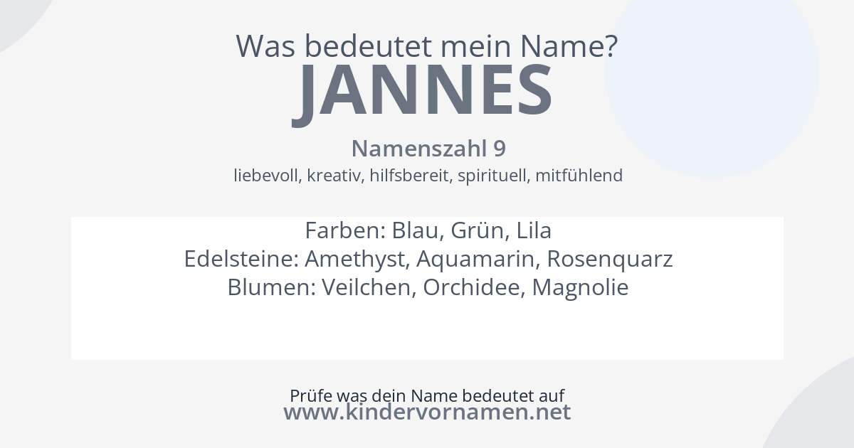 Was bedeutet der Name Jannes?