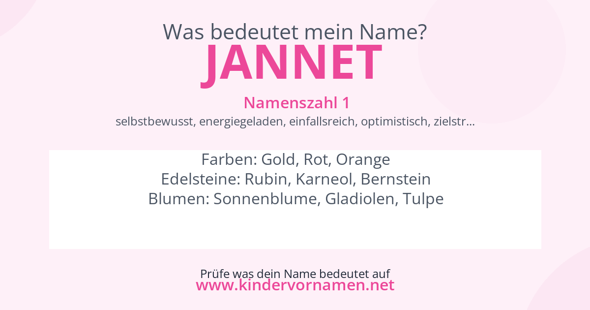 Was bedeutet der Name Jannet?