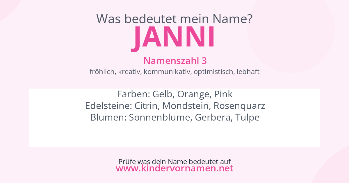Was bedeutet der Name Janni?