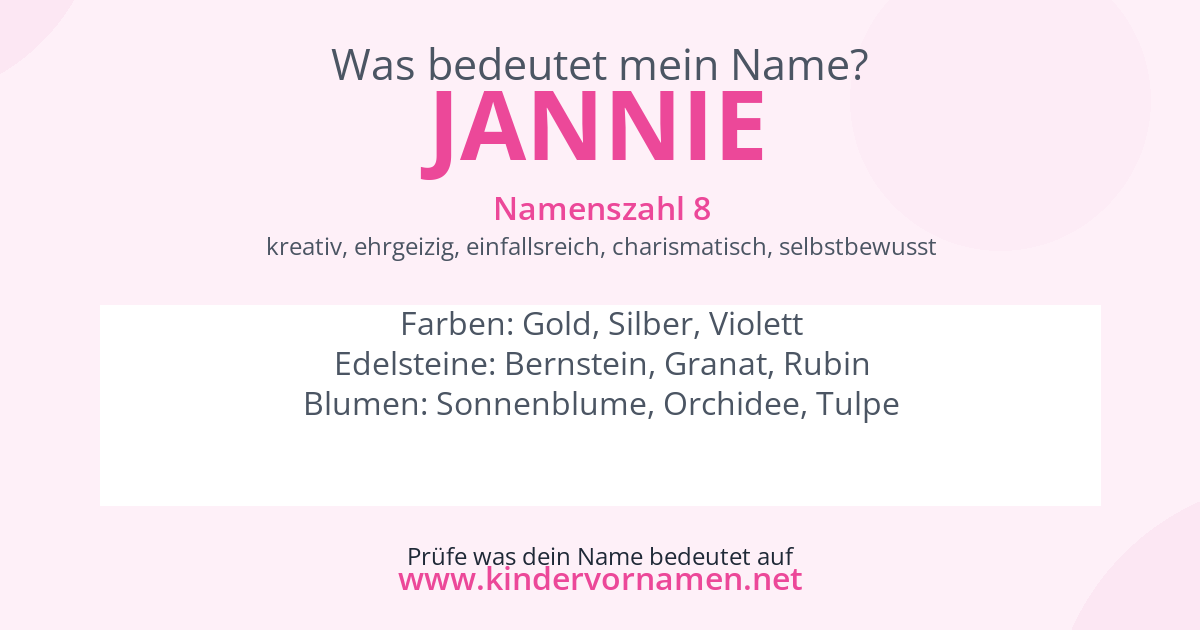 Was bedeutet der Name Jannie?