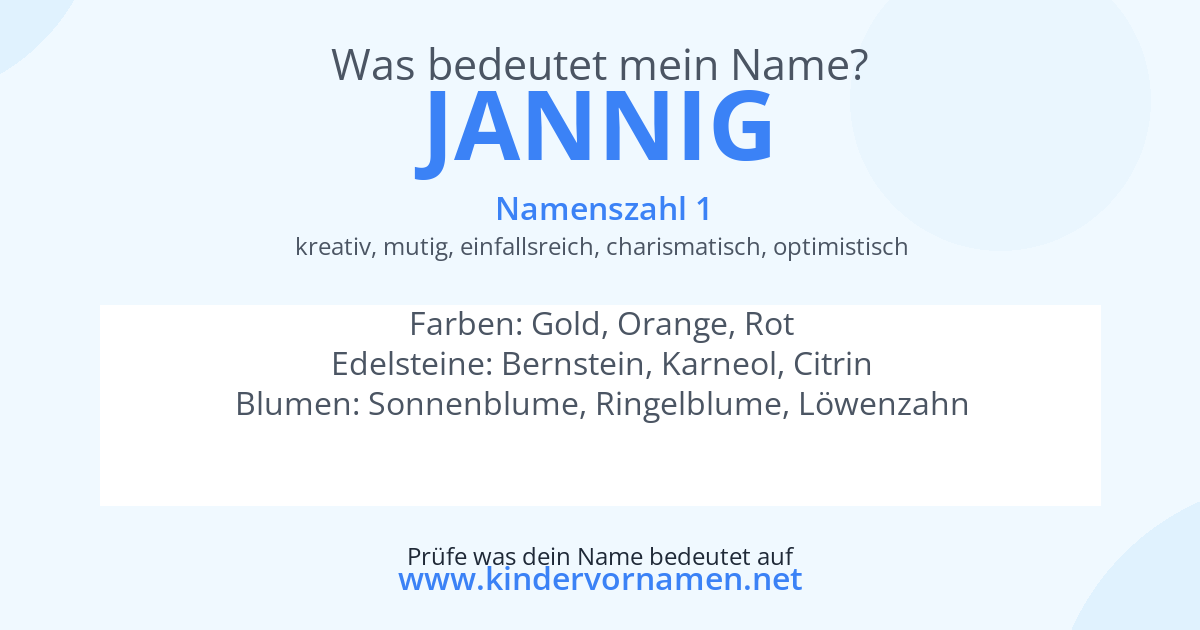 Was bedeutet der Name Jannig?