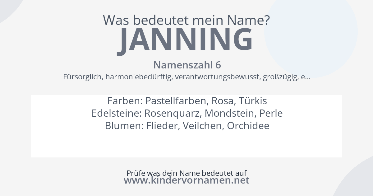 Was bedeutet der Name Janning?