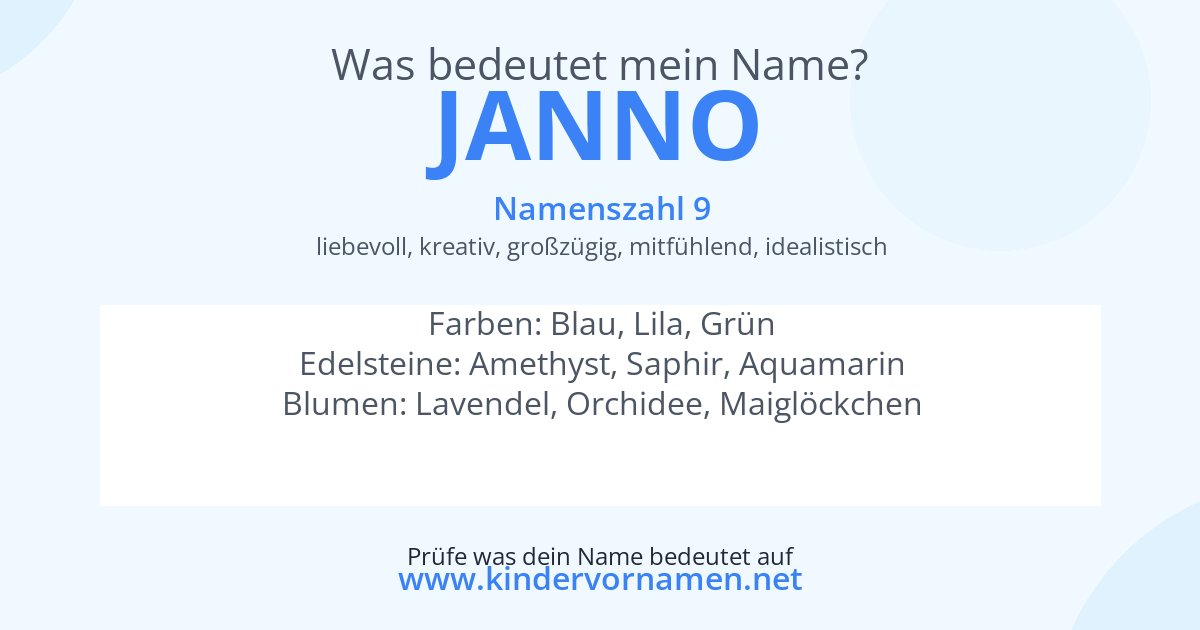 Was bedeutet der Name Janno?