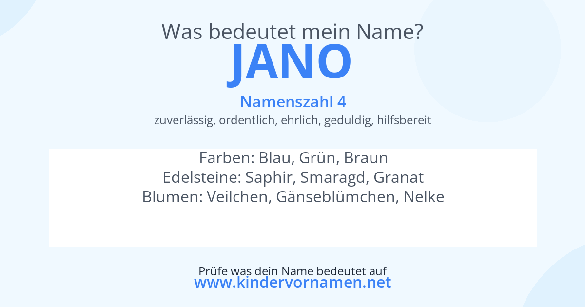 Was bedeutet der Name Jano?