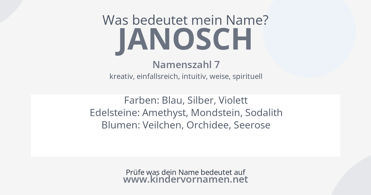 Was bedeutet der Name Janosch?