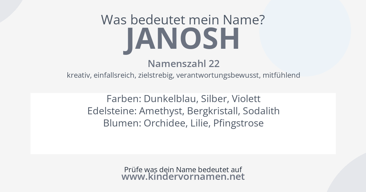 Was bedeutet der Name Janosh?