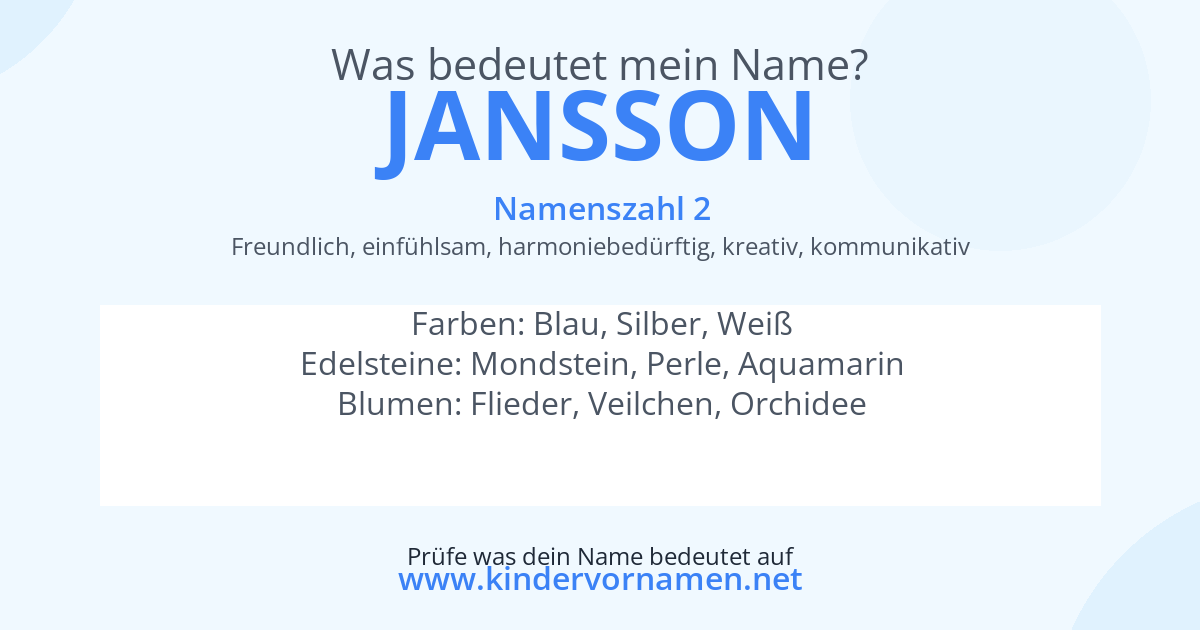 Was bedeutet der Name Jansson?