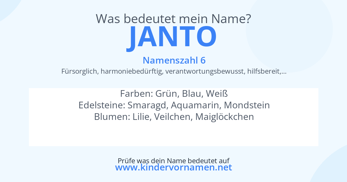 Was bedeutet der Name Janto?