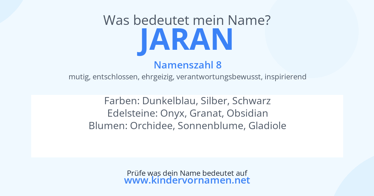 Was bedeutet der Name Jaran?