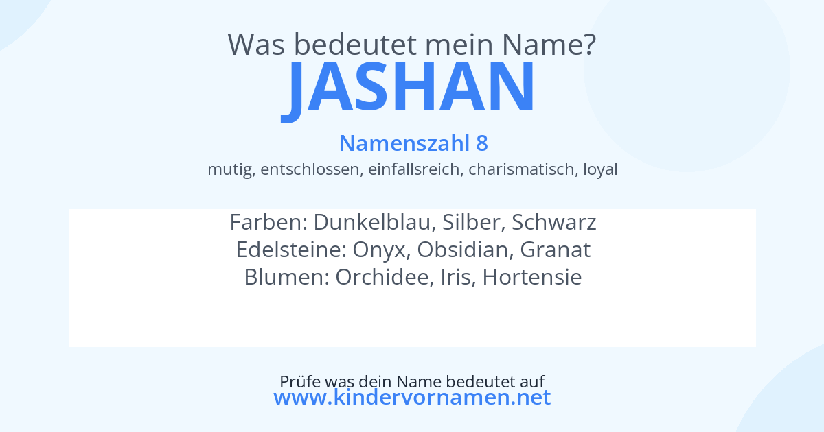 Was bedeutet der Name Jashan?