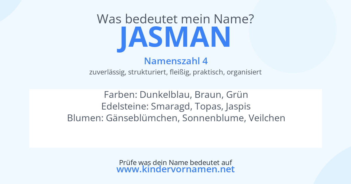 Was bedeutet der Name Jasman?