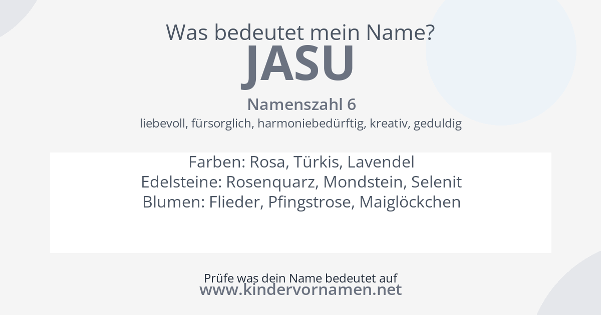 Was bedeutet der Name Jasu?