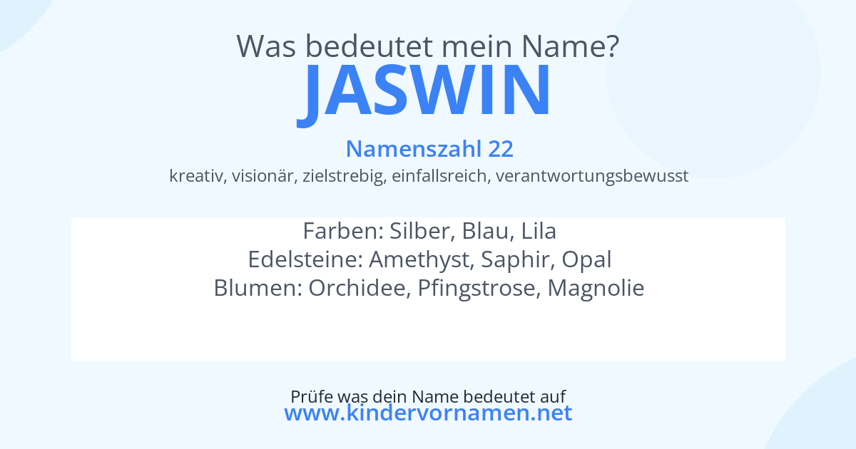 Was bedeutet der Name Jaswin?