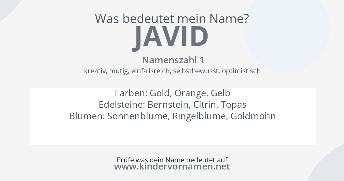 Was bedeutet der Name Javid?