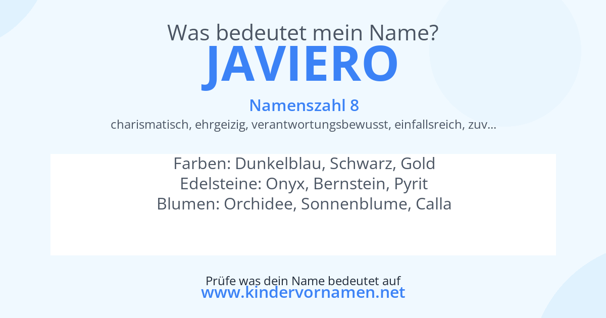Was bedeutet der Name Javiero?