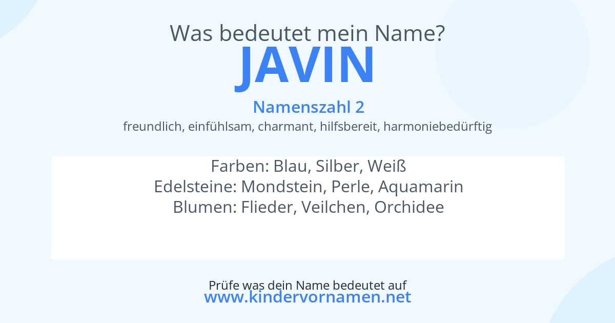 Was bedeutet der Name Javin?