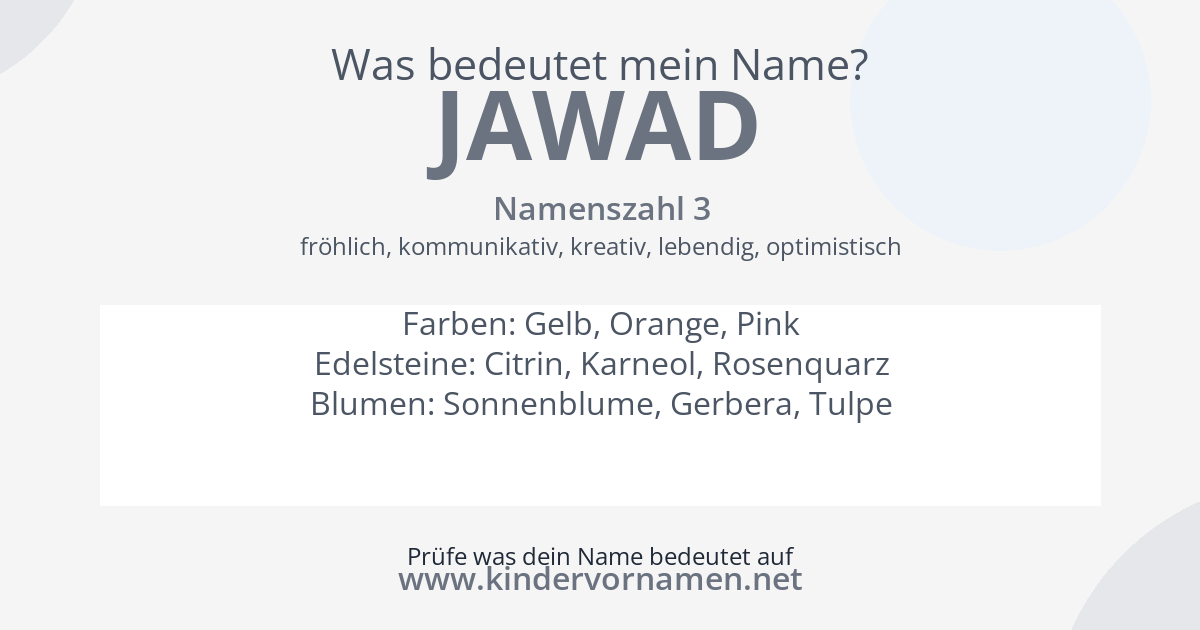 Was bedeutet der Name Jawad?