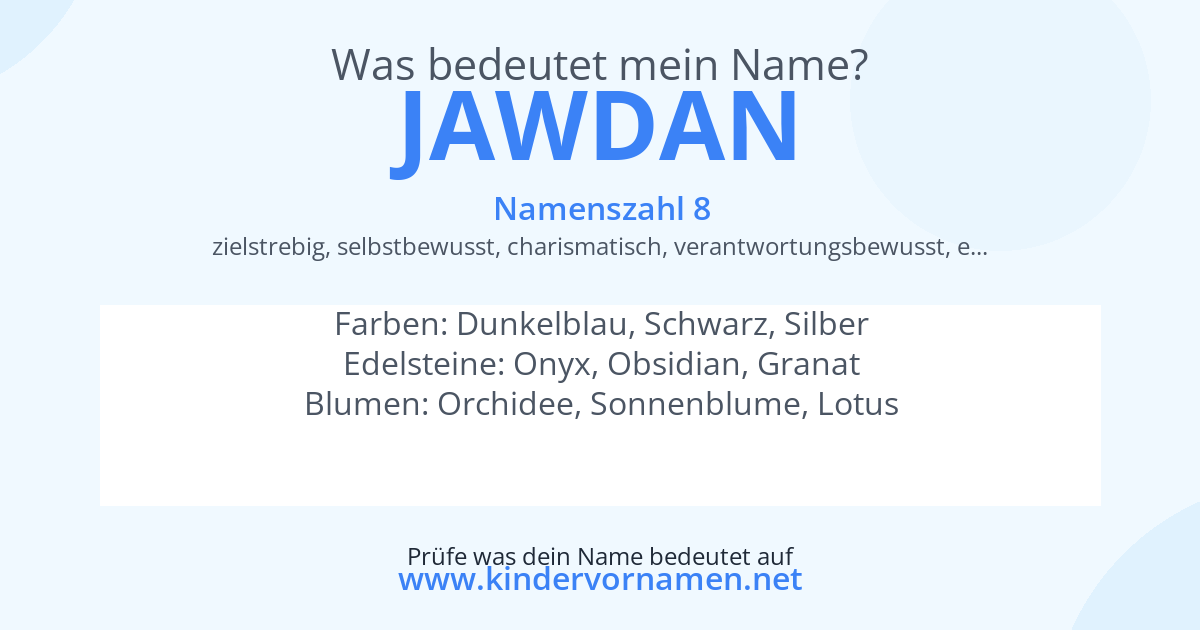 Was bedeutet der Name Jawdan?