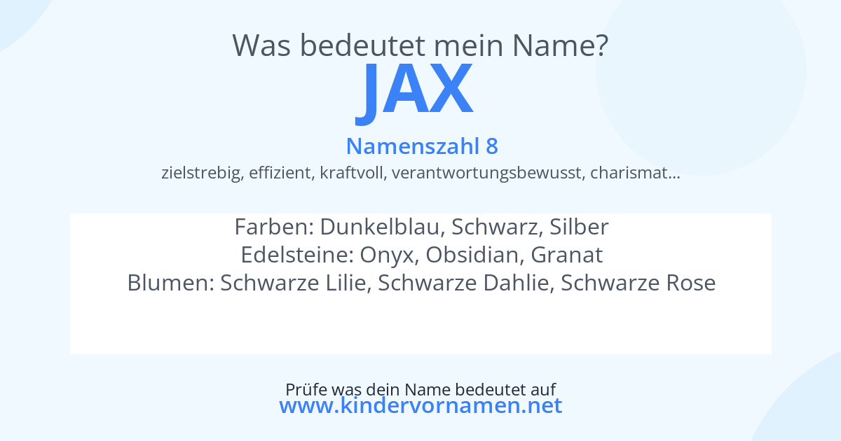 Was bedeutet der Name Jax?