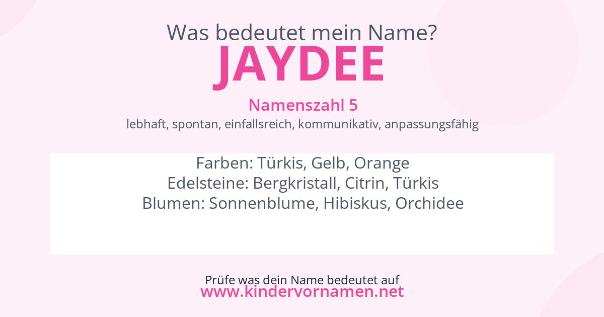 Was bedeutet der Name Jaydee?